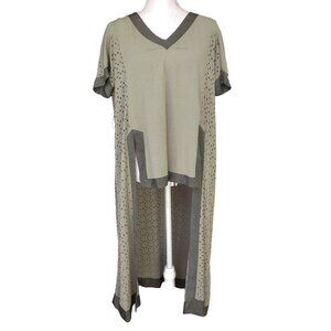 Byron Lars Green Bohemian Top Hi Low laser Cut Duster Top